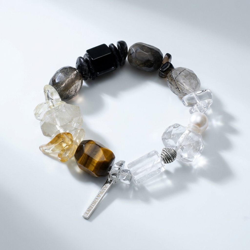 AURA ORIENT Ink & Starlight - Obsidian And Tiger Eye Energy Bracelet