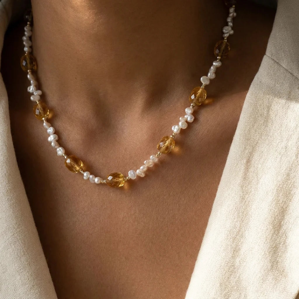 Aurora Glow Detail - Modern Taoist Baroque Pearl Necklace