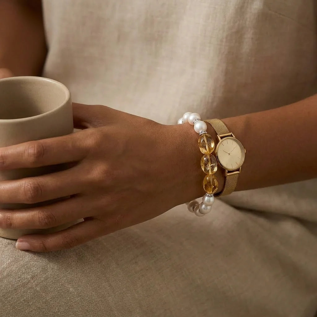 Amber Silk Detail - Minimalist Citrine Wrist Accessory