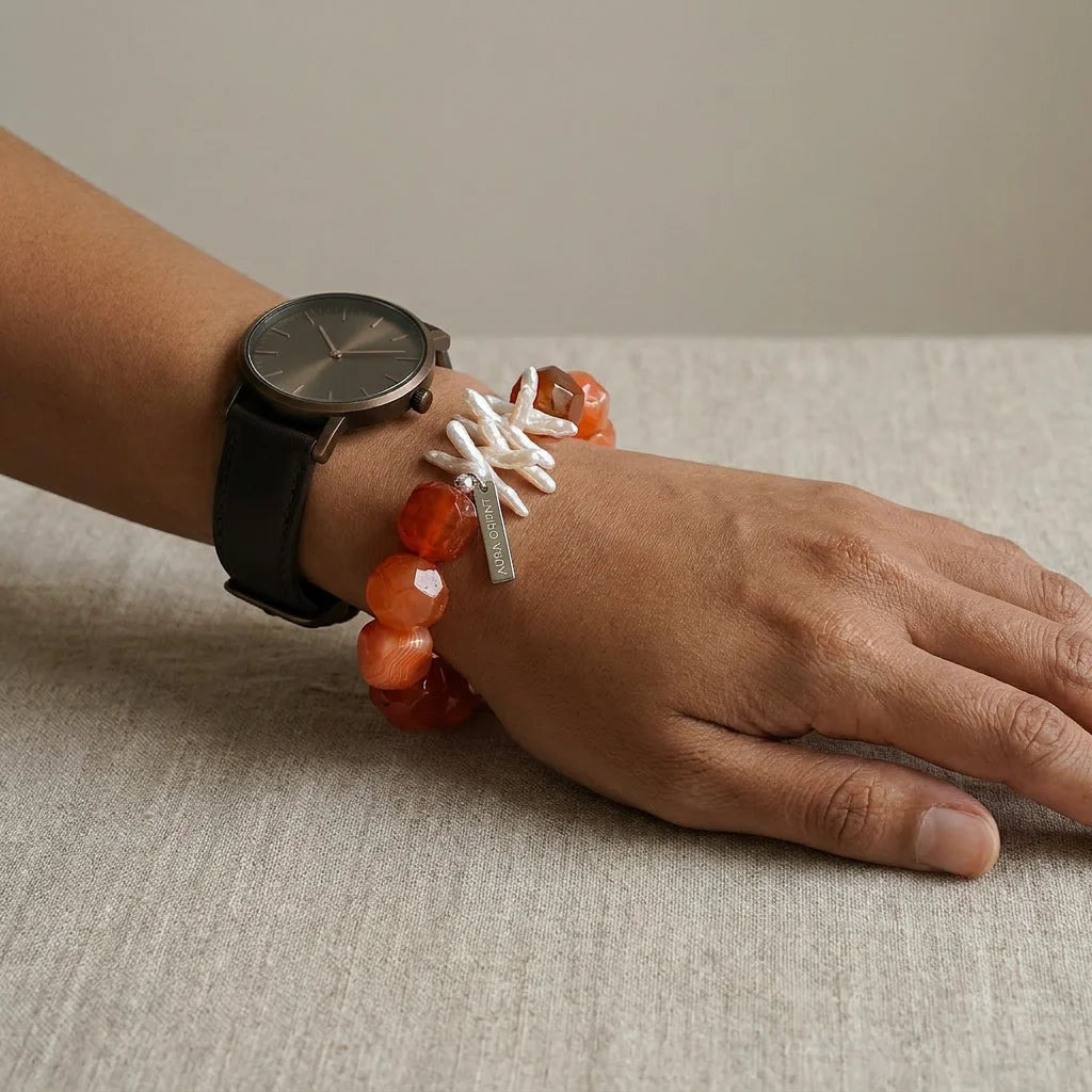 Cinnabar Glow Detail - Cinnabar Glow Red Agate Bracelet